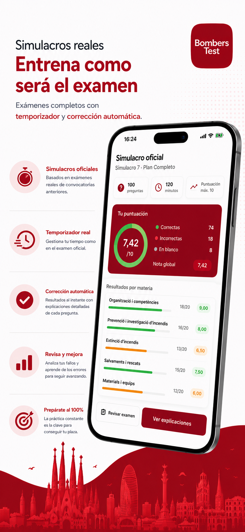 Simulacros reales, entrena como será el examen