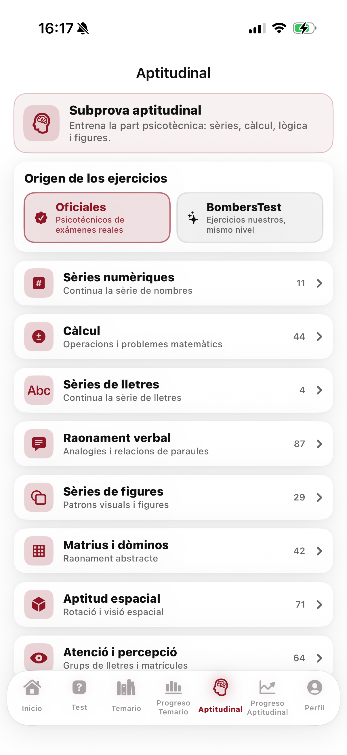 Subprueba aptitudinal y psicotécnicos