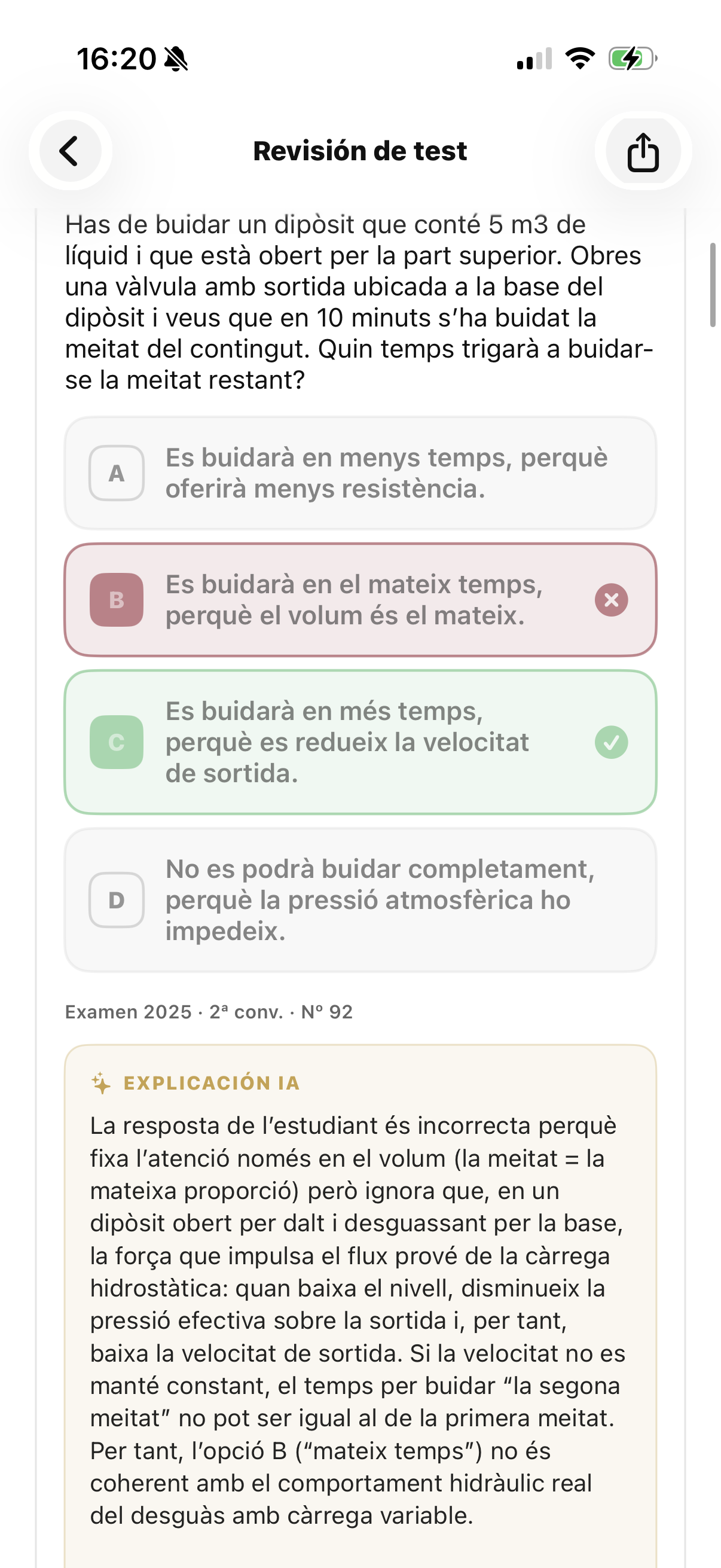 Pregunta de test de organización y competencias